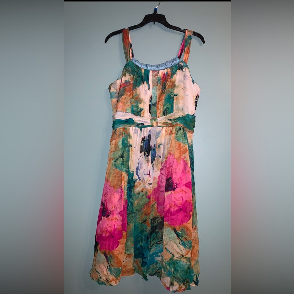 ⭐️⭐️ Jones New York Multicolor Silk Floral Summer Dress